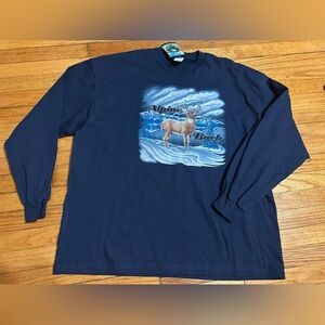 Vtg Alpine Buck Deer Long Sleeve Chore Shirt XL Wildlife Made USA Ozark Trail